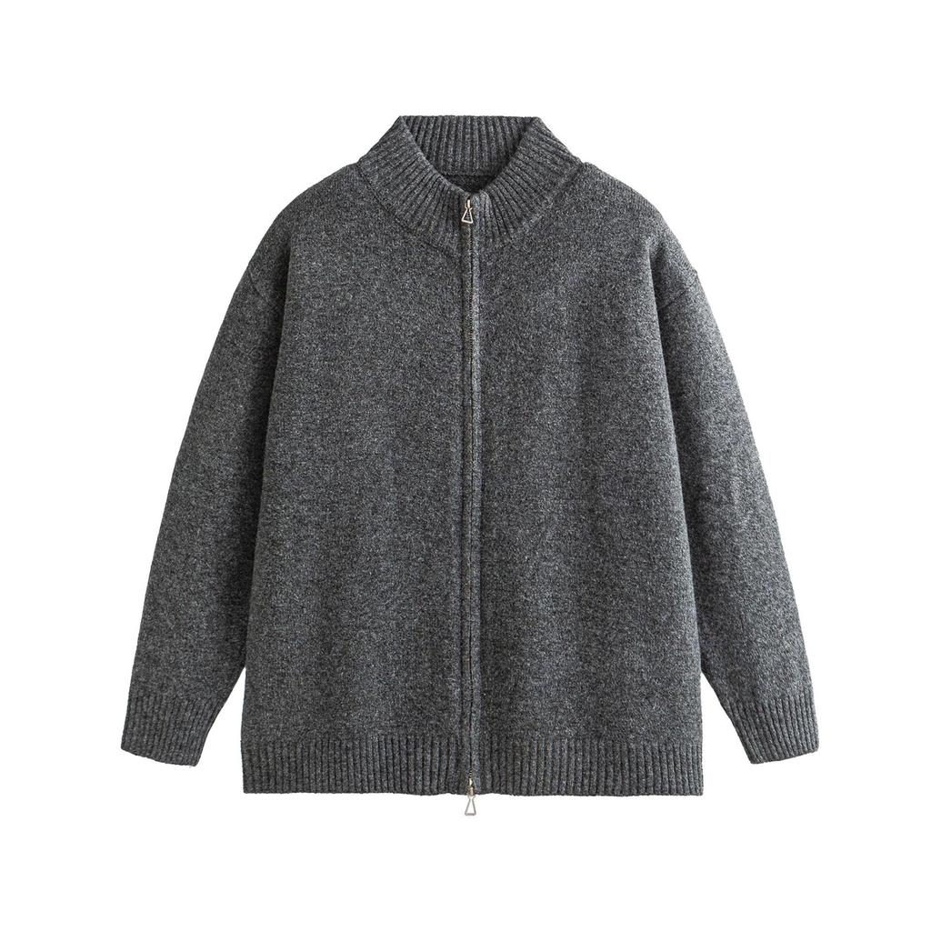 Унисекс вязаный кардиган в японском ретро-стиле с двойной молнией для весны/осени