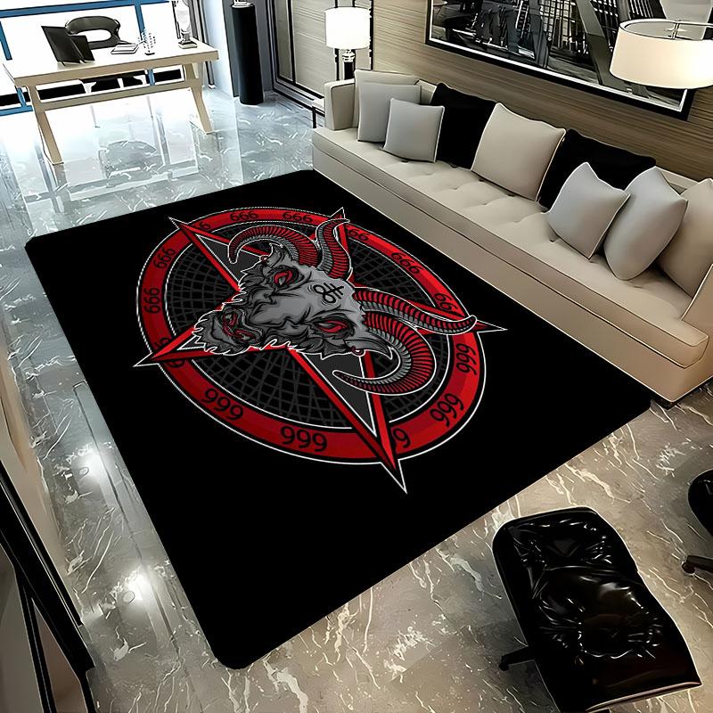 3D HD Printing Mysterious Goat Theme Rug,Carpet for Living Room Bedroom Sofa Doormat Decor,Kid Game Non-slip Floor Mat Alfombra