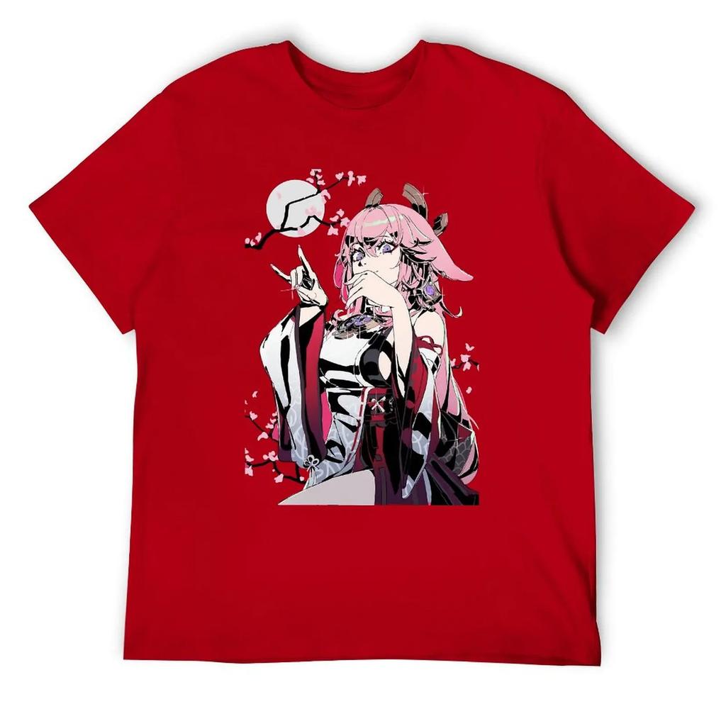 Yae Miko Фотографический принт на продажу Футболки Графический Крутая футболка Круглый вырез Движение Юмор Графический дом Размер США