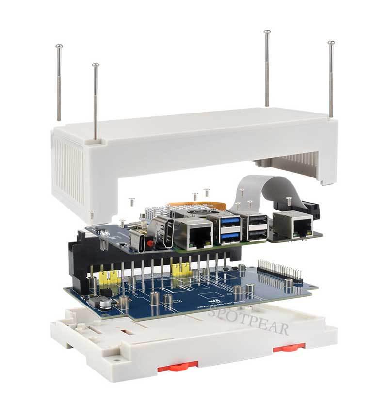 Raspberry Pi 4B/5 Industrial Expansion Board: RS232, RS485, CAN, CANFD with Housing