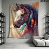 Leopard Spotted Fantasy Horse Tapestry, Swirl Color Animal Portrait Wall Hanging Art