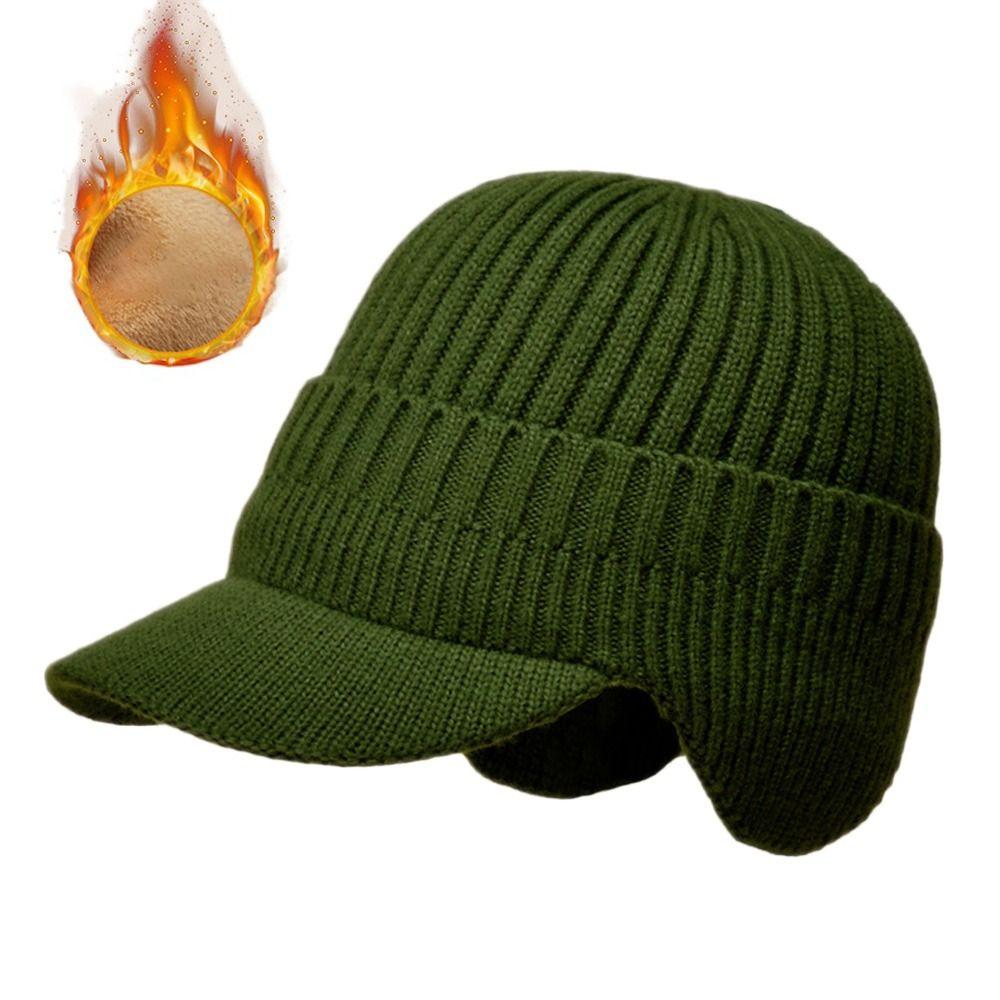 Warm Ear Flaps Cap Ear Protection Peaked Knit Cap Winter Beanie Hat Men