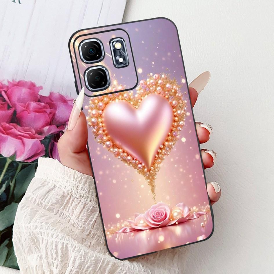 Чехол для Infinix Hot 50i X6531 Новый модный чехол из мягкого силикона с рисунком Цветок Сердце Для Infinix Smart 9 Smart9 X6532 Бампер