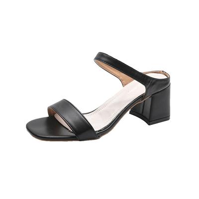 YONGGE 2025 Тапочки Мэри Джейн женские летние 2025 новые корейские модные тапочки на толстом каблуке