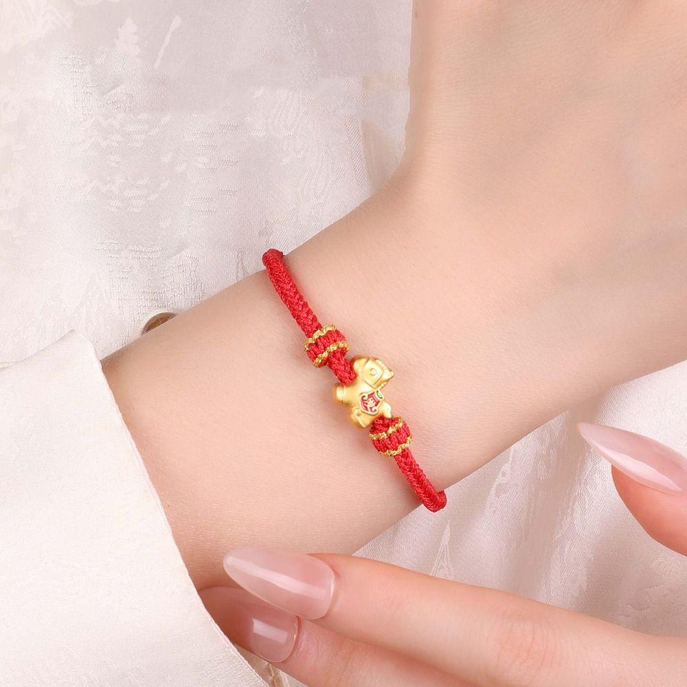 Blessing New Year Bracelet Chinese Style Red Rope Bracelet Vintage Horse Bead Bracelet Gift