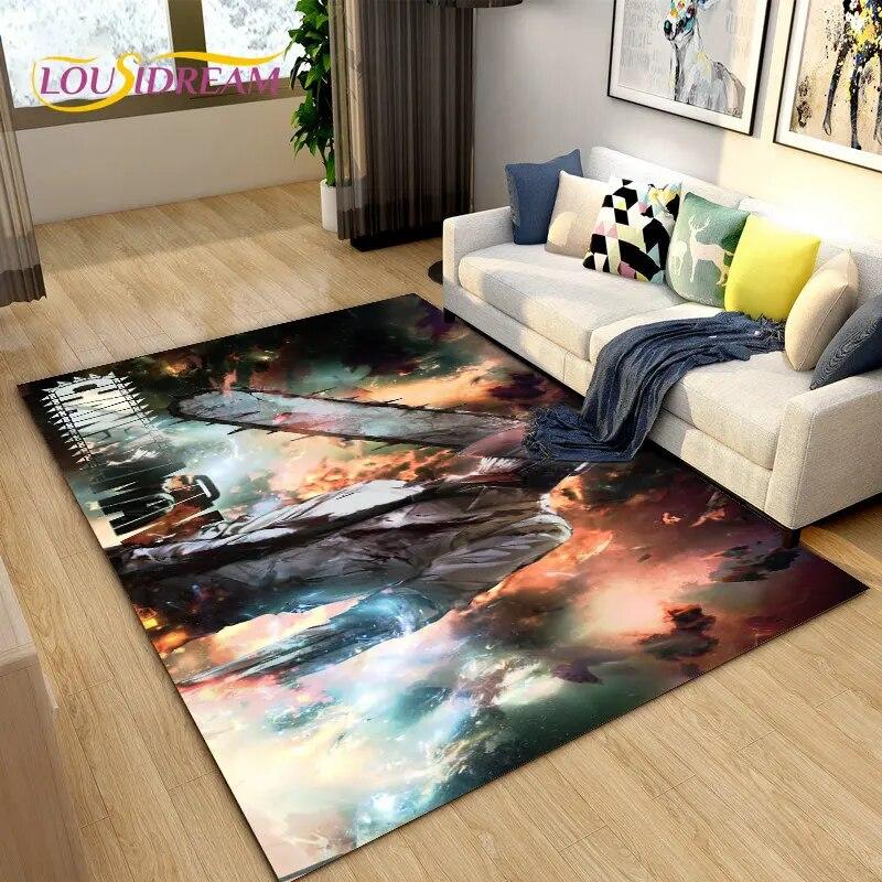 3D Chainsaw Man Anime Denji Cartoon Area Rug, ковер для гостиной, спальни, дивана, коврика, украшения, детский нескользящий напольный коврик