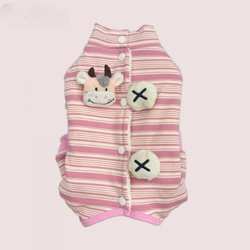 Half-belly Striped Dog Jumpsuit Warm Thick Knit Stretch Pet Clothes Winter