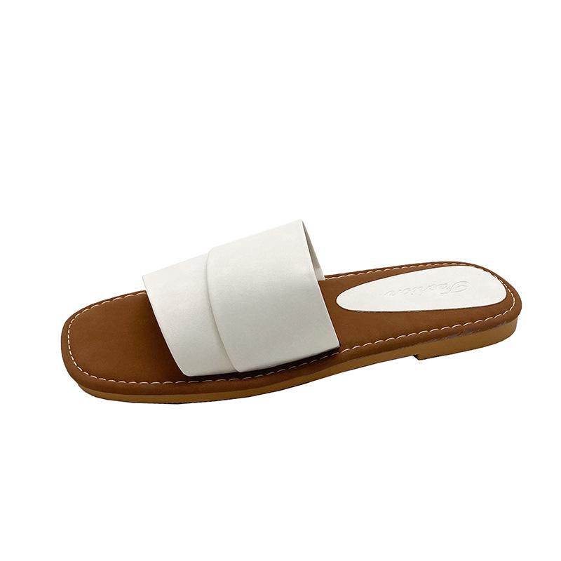 2024 летние новые нишевые простые односложные классные тапочки на плоской подошве женские пляжные туфли с открытым носком на мягкой подошве