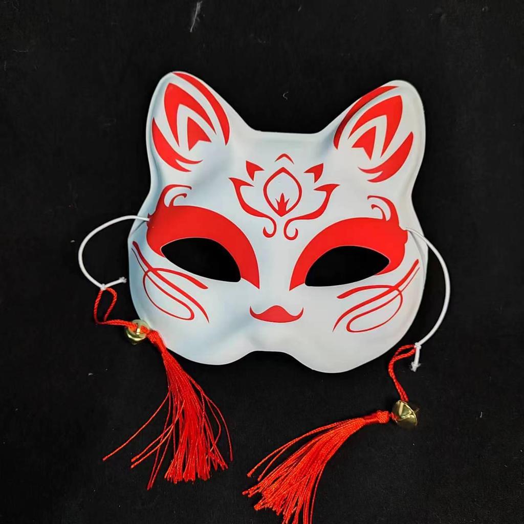 Luminous Cat Fox Mask - Hand-Painted Japanese Style Halloween Party Cosplay for Women