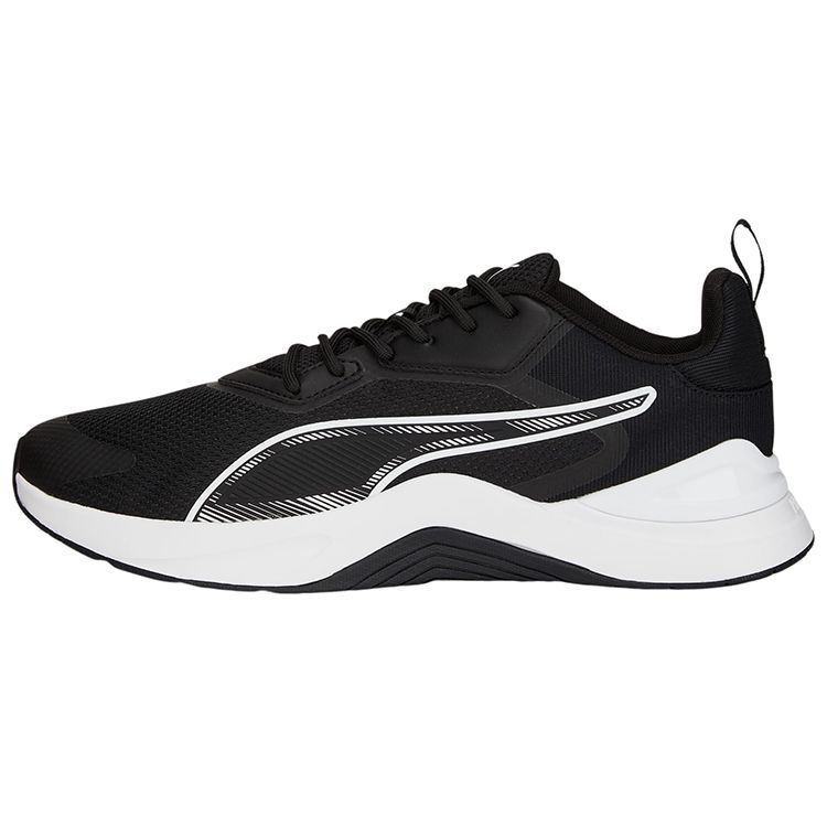 Puma Infusion Sport Simple Fabric Shock Absorption Non-Slip Wear-Resistant Low-Top Training Running Shoes Men Sneaker Black White 377893-01