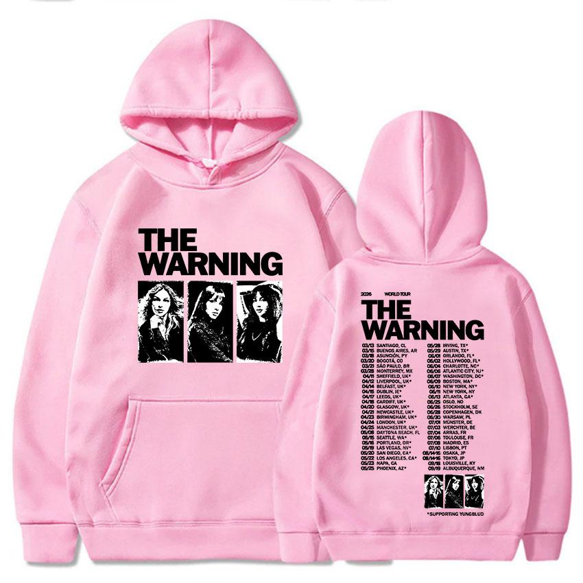 Худи унисекс The Warning World Tour 2026 Уличная мода С длинным рукавом Флисовые худи с капюшоном Графический мерч Мода группы Принт Худи