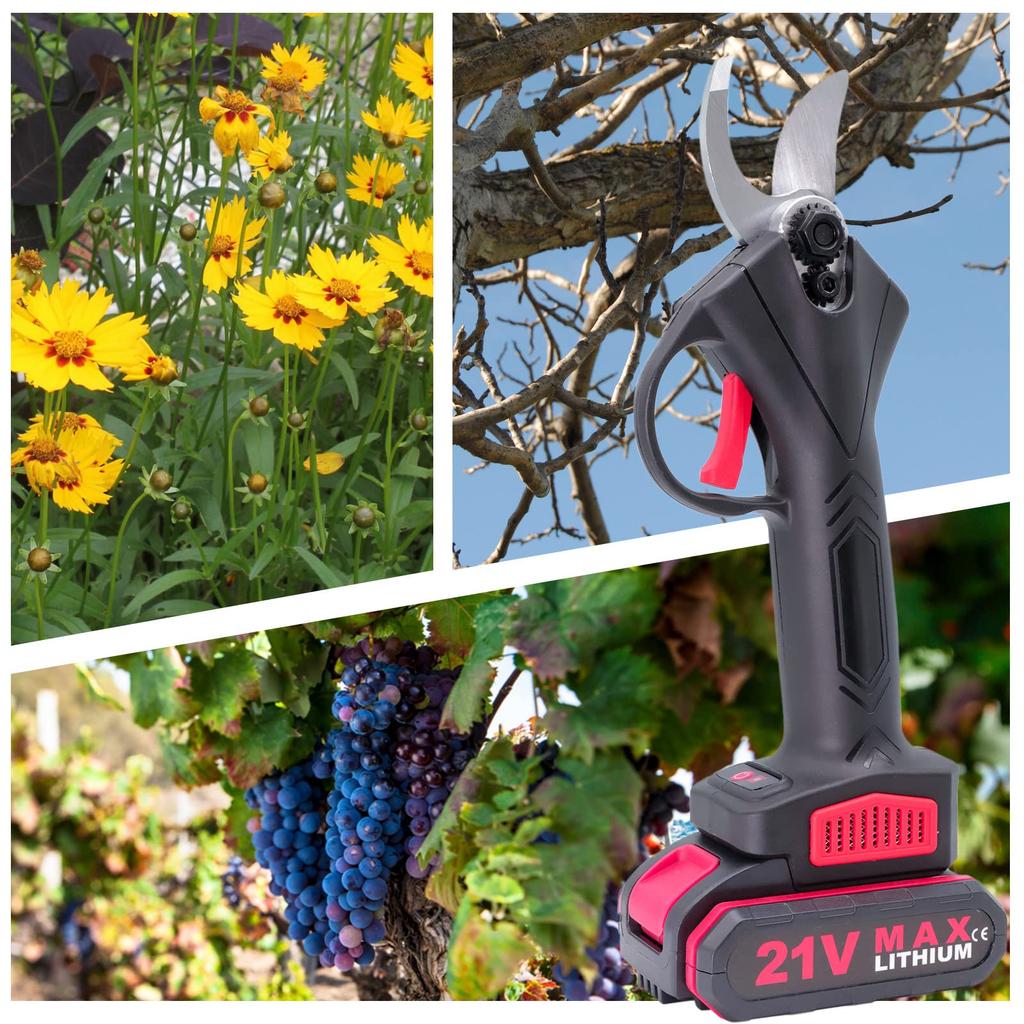 Professional 21V Cordless Electric Pruning Shears, 30mm Cutting Diameter, 1 X 1500mAh Battery, 3-4 Working Hours, Bypass Blades