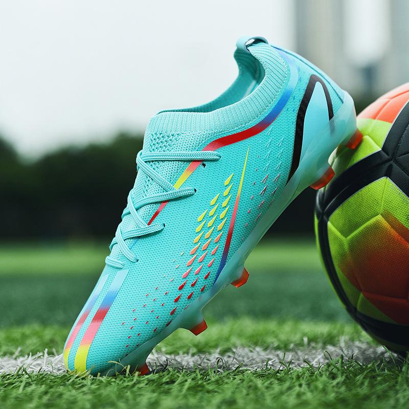 X2036 Putian flying knitting football shoes male and adolescent students long nails training competition sports shoes