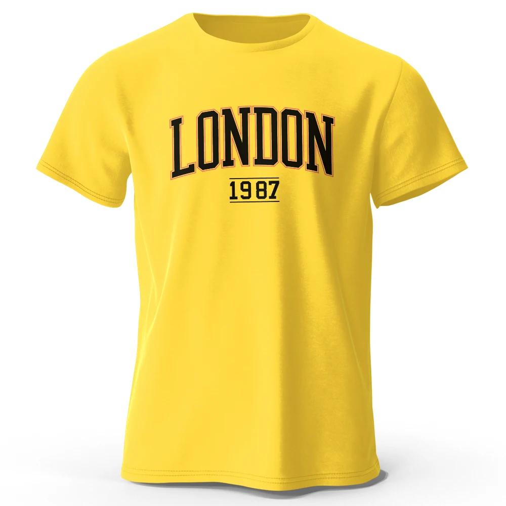 London 1987 Vintage T-shirt Sport 100% Cotton Print Oversized Tees for UnisexSportswear Tops