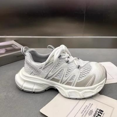 Сетчатые дышащие кроссовки для папы весна и лето новые большая голова толстая подошва легкие беговые кроссовки женская обувь