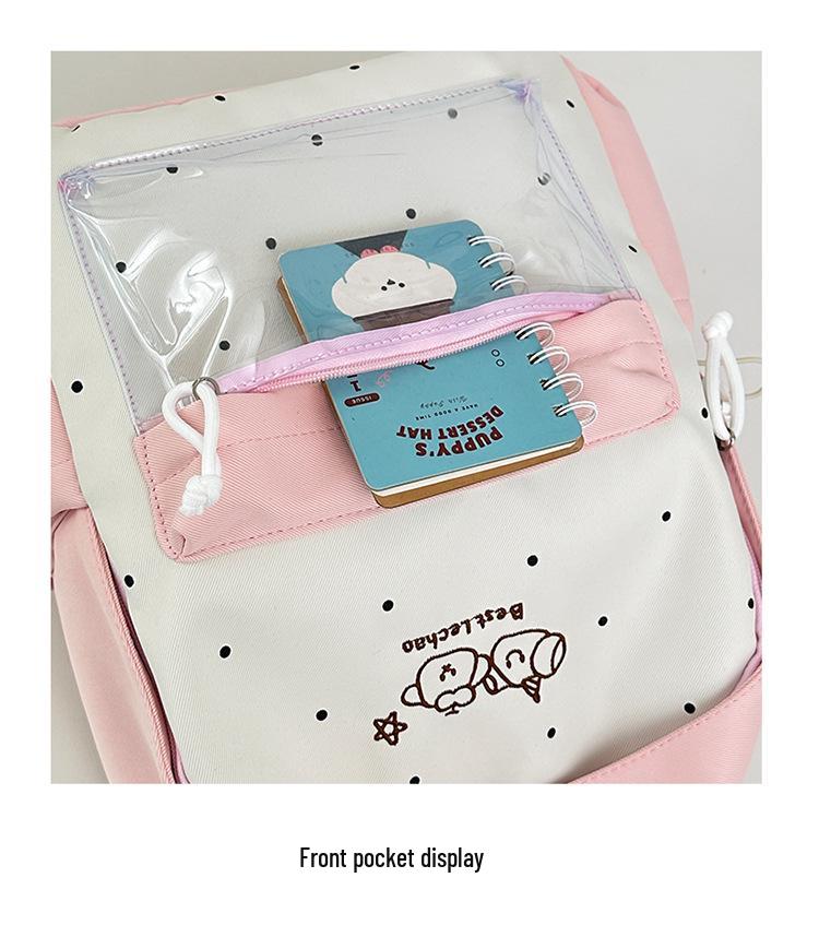Japanese Anime Style Cute Girl Lightweight Backpack with Large Capacity and High-Value Brooch for Elementary Students