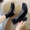 Женские ботинки с квадратным носком, ботильоны из кожи, с молнией, под осеннее платье, короткие ботинки, ботильоны с квадратным носком и боковой молнией, на блочном каблуке