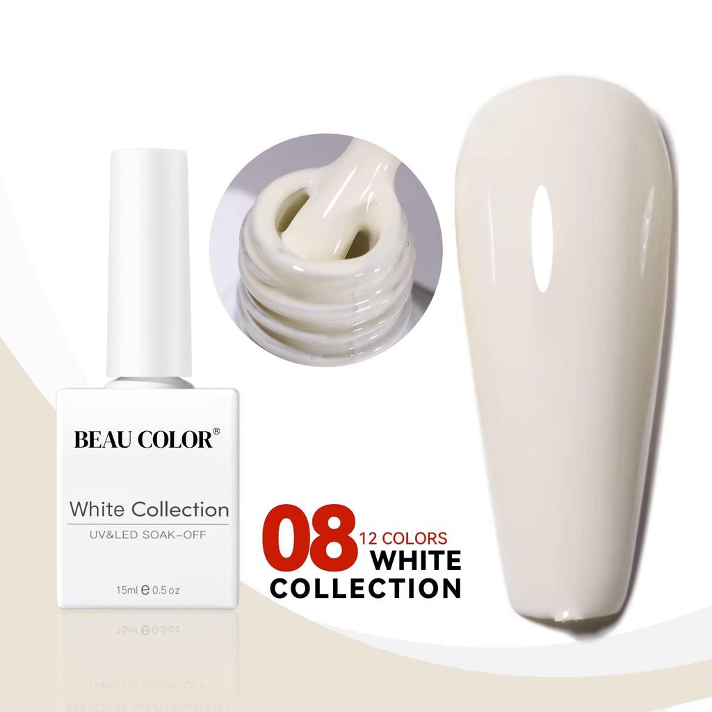 BEAU COLOR 15 мл 12 цветов Молочно-белая коллекция УФ/LED гель-лак для ногтей Гель-лак для ногтей Soak Off Varnish для домашнего маникюра и маникюрного салона