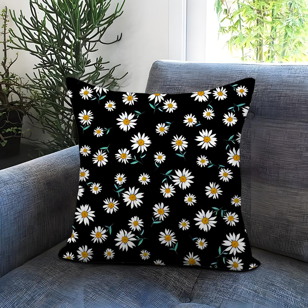 Daisy pattern Cushion Cover Comfortable Reversible Pillow Cover Ideal for Car Sofa Bedroom Beyond