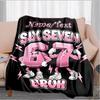 1PC Custom Name "Six Seven Bruh Graphic" flannel blanket versatile,all-season throw suitable for the living room,bedroom,camping,travel,and gift