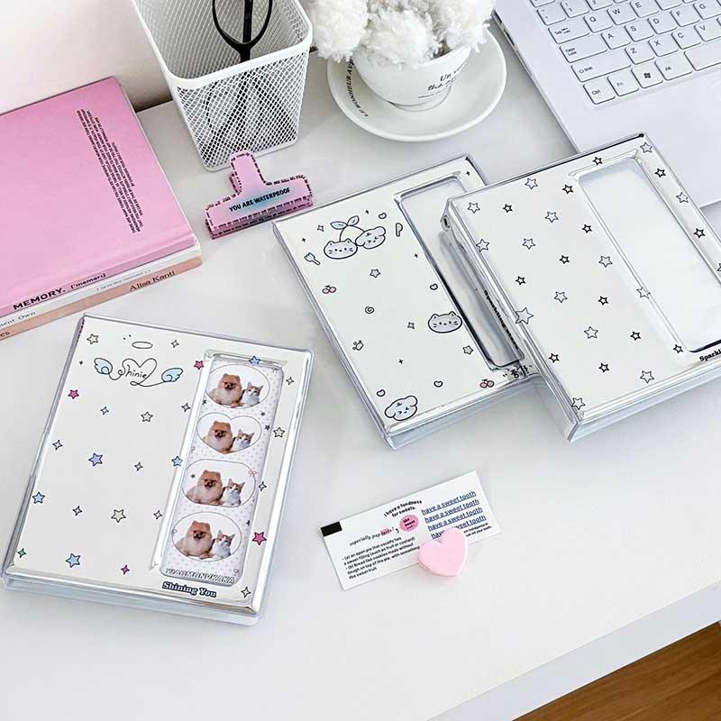 Cartoon 4 Grid Idol Card Photo Booth Album For 40Pcs 2x6 Inch Photo Strips Bookmark