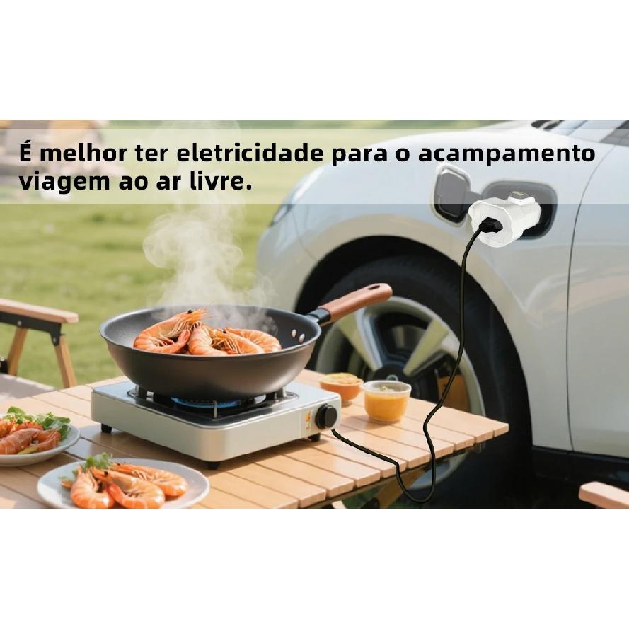 EVqiaoyi Type2 V2L Discharger for BYD MG Vehicle-to-Load Descarregador Descarga Adapter with Brazilian Socket for Camping