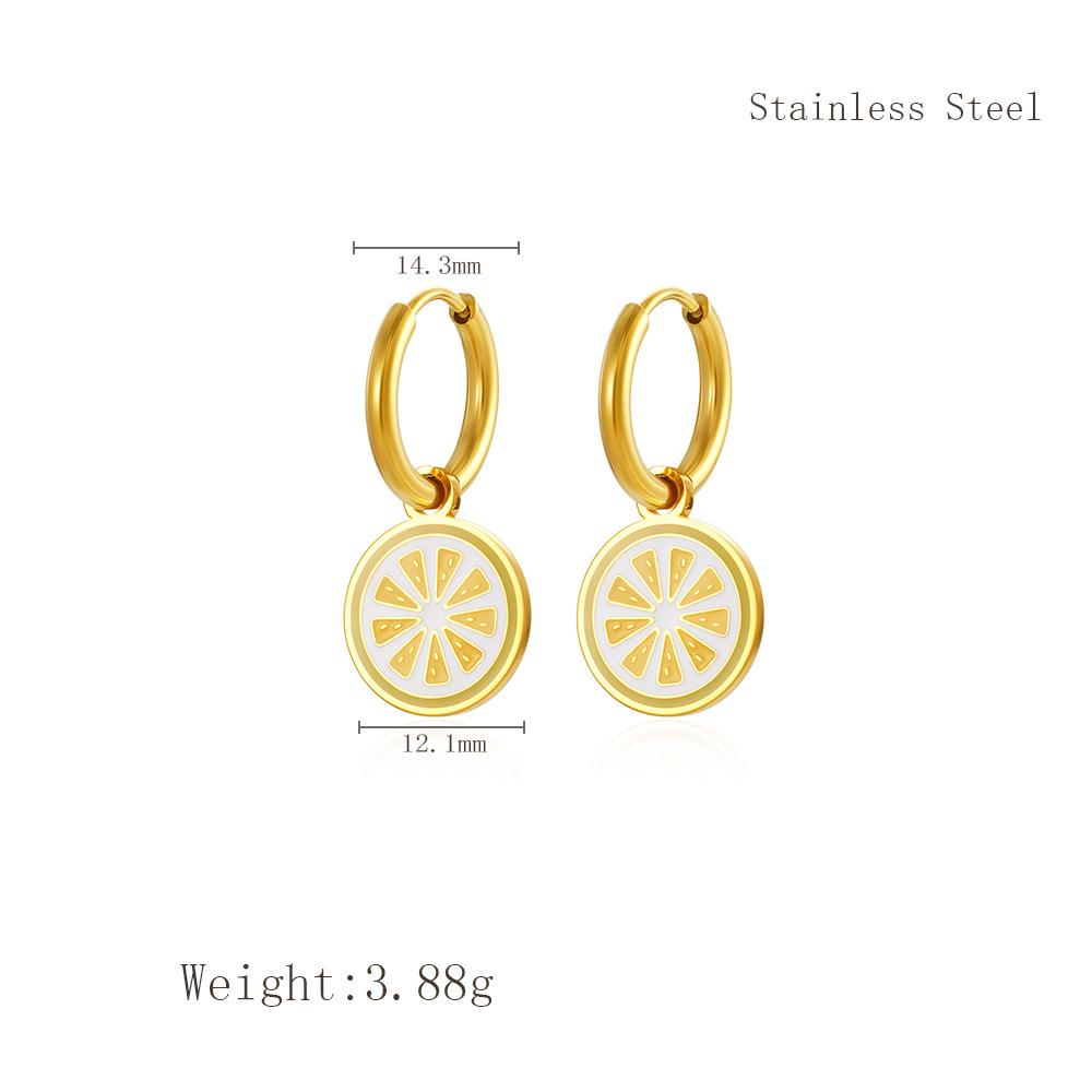 Niche Creative Lemon Slice Summer Earrings - Versatile Stainless Steel Fruit Hoops for Women