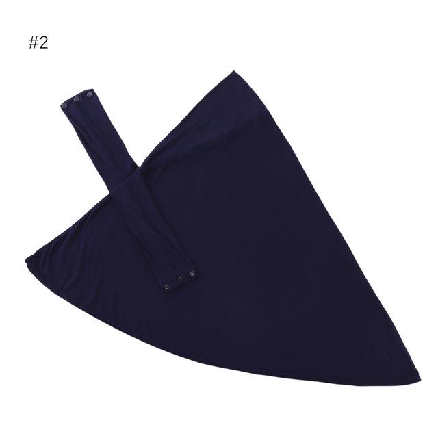 Plain Solid Modal Jersey Button Instant Hijab Cap Women Elastic Muslim Shawl Scarf