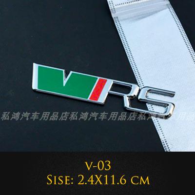 Car 3D Metal VRS RS Badge Sticker Logo Car Body Tail Grill Emblem Side Fender Stickers
