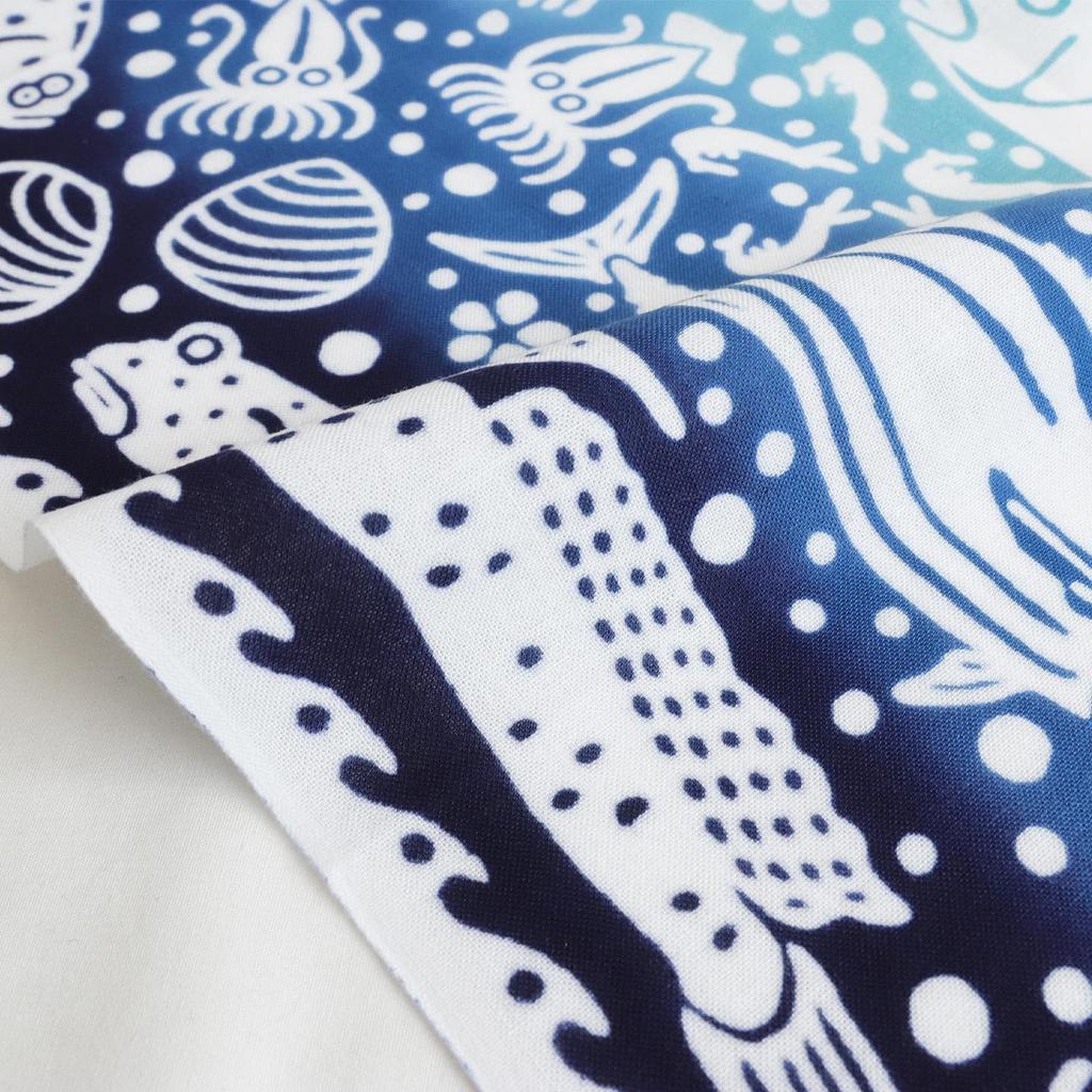 IKS Tenugui Hand Made In 34 X Prime Fabric Festival Sea Chū-sen Towel, Japan, 88cm, 100% Cotton, (Unfinished) (Sea Blue)