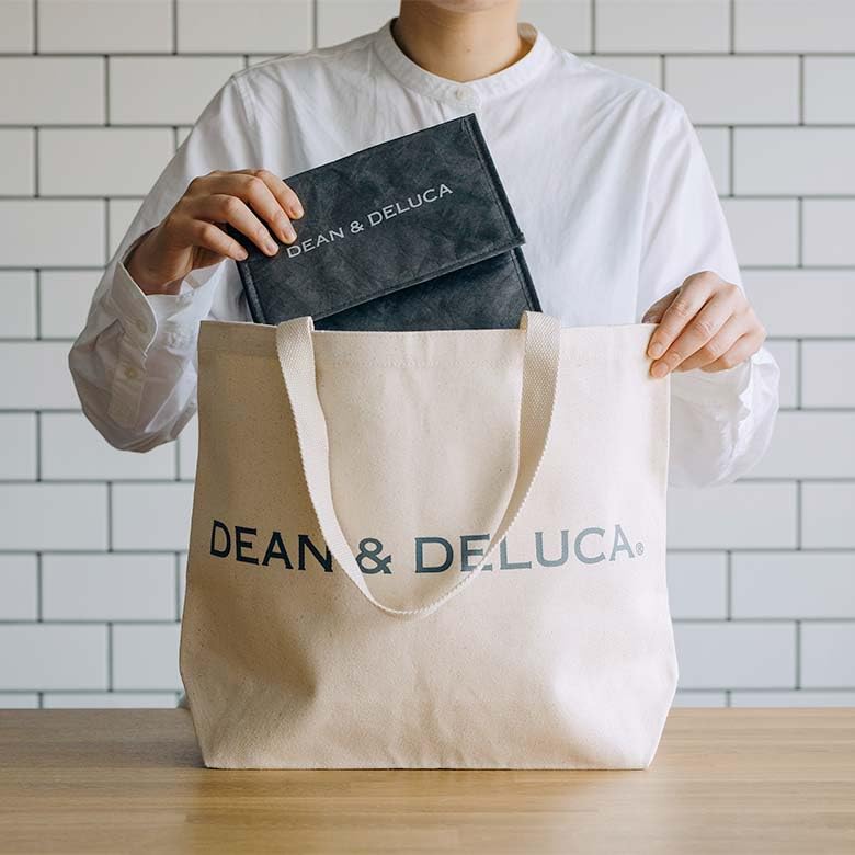 DEAN DELUCA Ланч-бокс 20 x 20 x 13 см и сумка, Белый, Термоизолированный, Складной, Компактный,