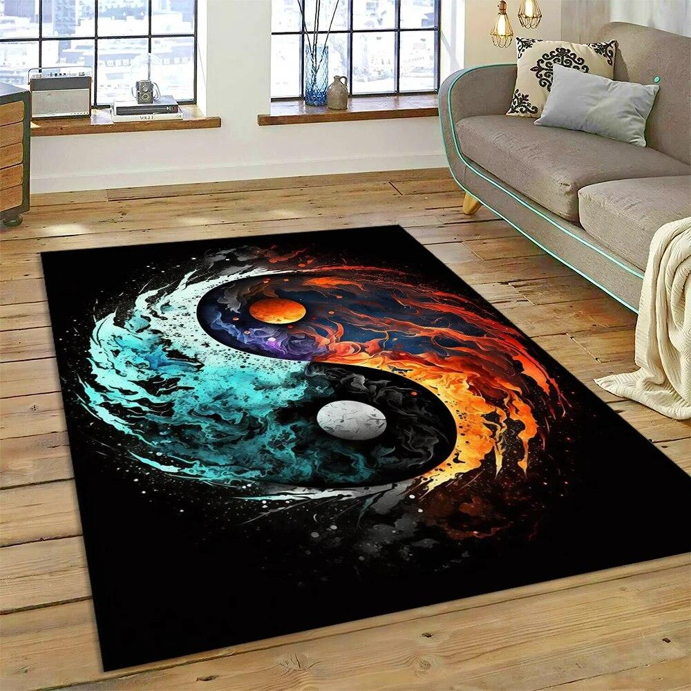 Yin and Yang 3D Naturalize Chinese Tai Chi Carpet Rug for Home Living Room Bedroom Sofa Doormat Decor,Kids Area Rug Non-slip Mat