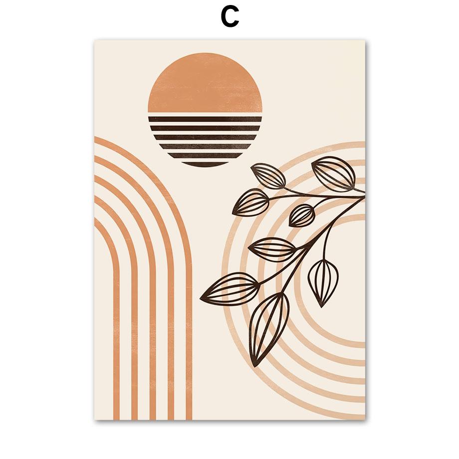 Бохо абстрактные геометрические солнце луна лист минимальные ботанические постеры и принты галерея настенная живопись на холсте Эстетический декор комнаты