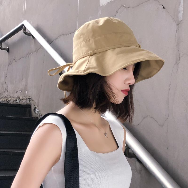 New Spring Summer Cotton Bucket Hat Women Girl Sweet Knotted Bows Wide Brim Sun Hats Outdoor Beach Tour Fishermen Caps