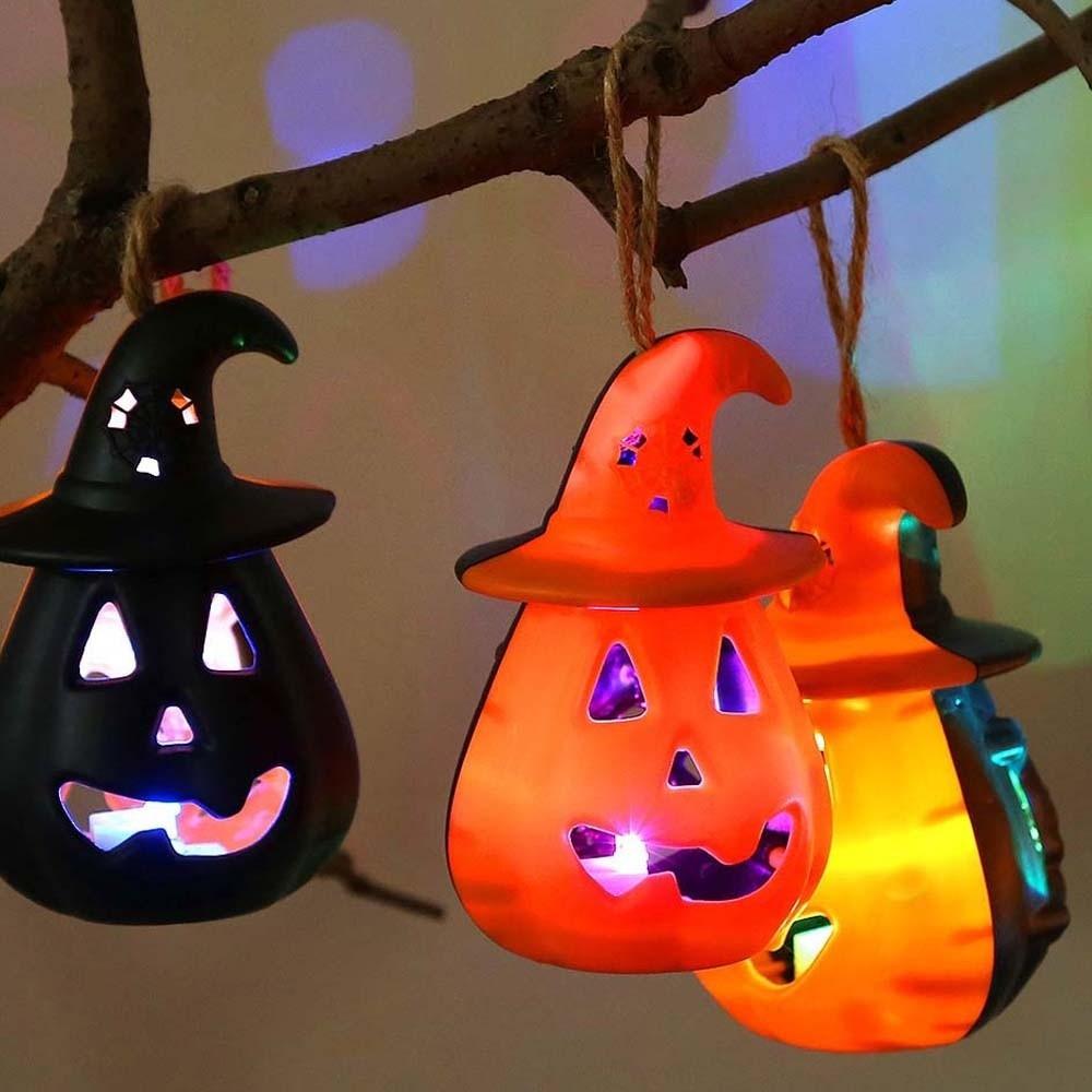 Cell Battery Operated Halloween Pumpkin Lantern Light Weight Electronic Candle Lamp Desk Ornament