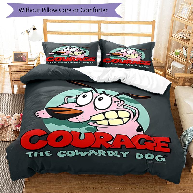 3pcs Courage the Cowardly Dog1 pattern bedding set duvet cover set includes duvet cover &pillowcases, perfect all season bedroom decoration & gift