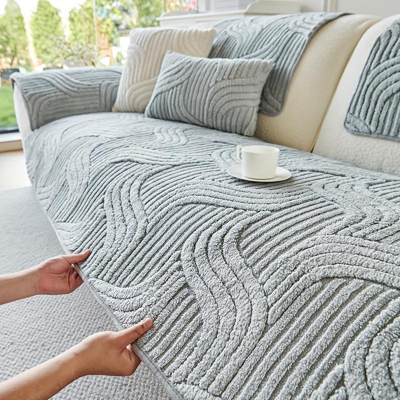 Утолщенный плюшевый чехол для диванной подушки, противоскользящий, роскошный, двусторонний, чехол для дивана, зимний домашний декор, машинная стирка, нескользящий протектор сиденья для дивана, кресла