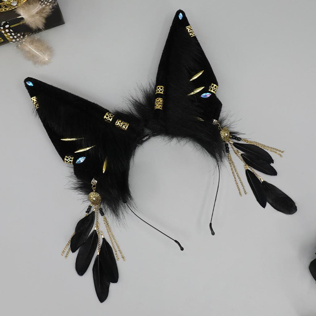 Аниме горничная обруч для волос плюшевый зверь уши кисточки повязка на голову косплей костюм головной убор для вечеринки на Хэллоуин девушка комикс шоу головной убор