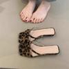 Fashion Women's Low-heeled Sandals Fashion Square Head Open-toed Hollowed Fabric Butterfly Knot Non-slip Square Heels