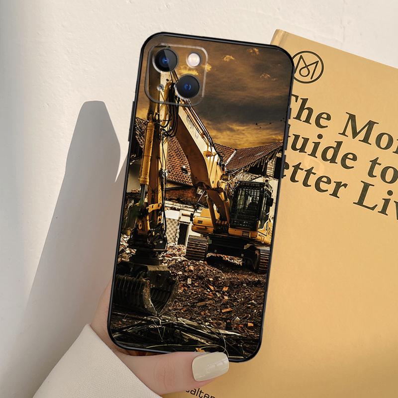 Excavator Phone Case For iPhone 17 16 15 14 13 12 11 Pro Max mini XR 16e 15 16 Plus 17 Air Full Cover
