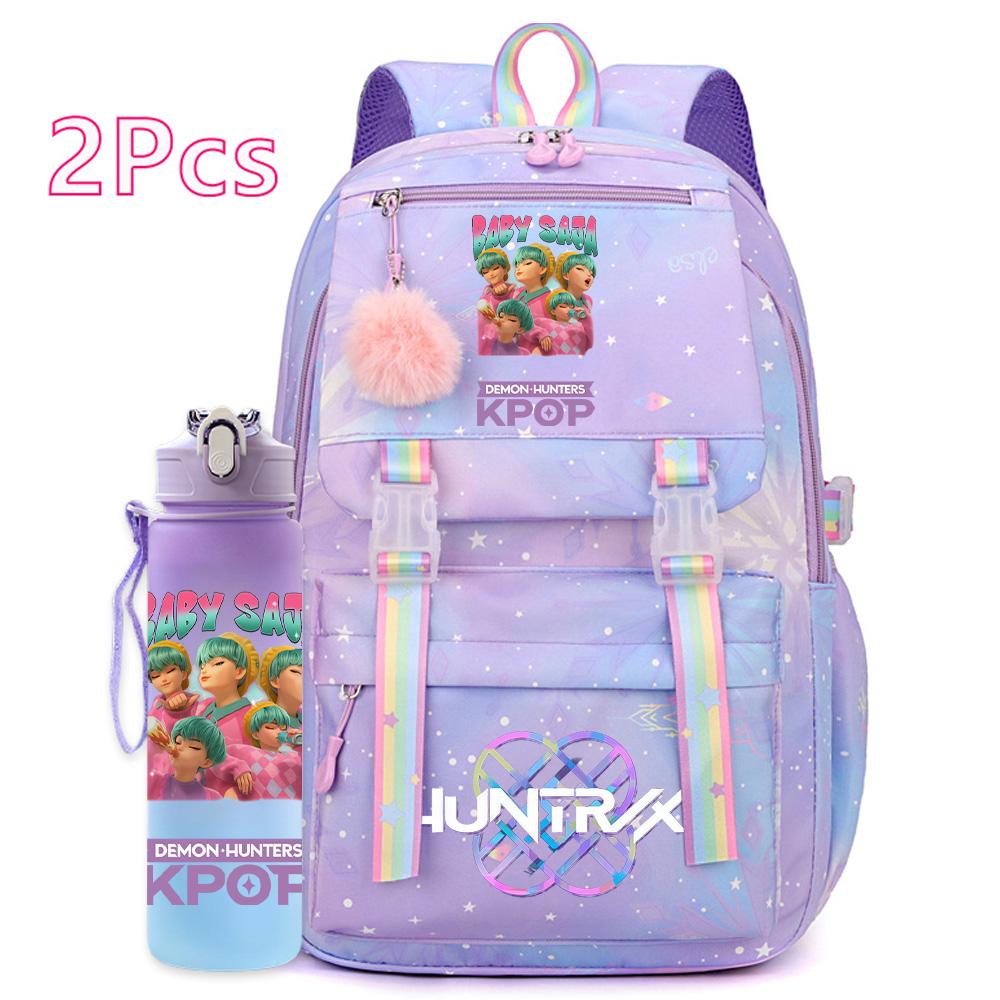 2 шт./набор Милый аниме K-pop рюкзак с принтом 750 мл бутылка для воды большой вместимости дорожная сумка для девочки-подростка мальчика школьный портфель детский подарок рюкзак