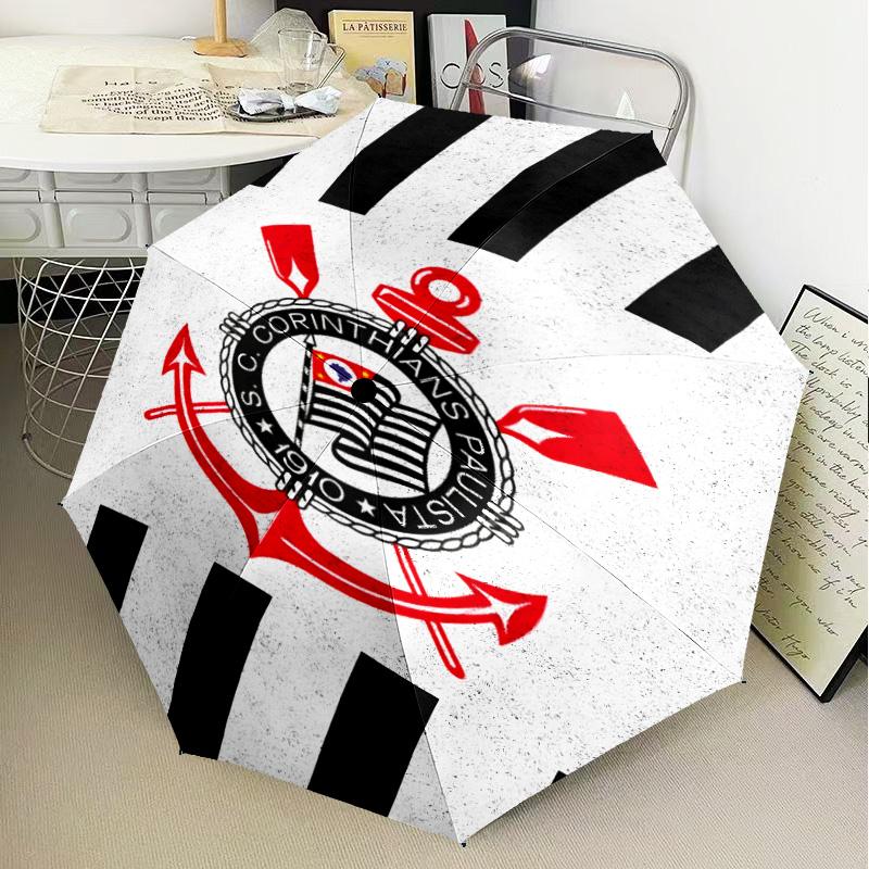 1PC Sport Club Football Crest Printed Umbrella Folding umbrella, automatic umbrella 8-Frame for Travel, camping Fan gifts Christmas Gifts