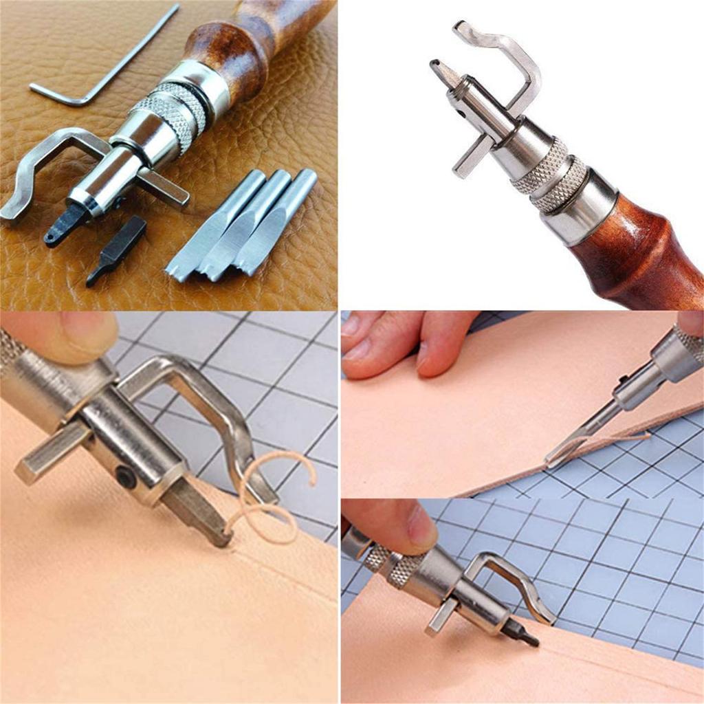 Leather Working Tool Leather Craft Tool Set Leather Edges Polisher Leather Groover for DIY Leather Hand Stitching Sewing