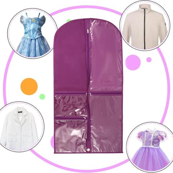 Garment Bag Waterproof Dustproof Hanging Clothes Cover Multi-Pocket Design Zipper Closure Clothing Storage Bag
