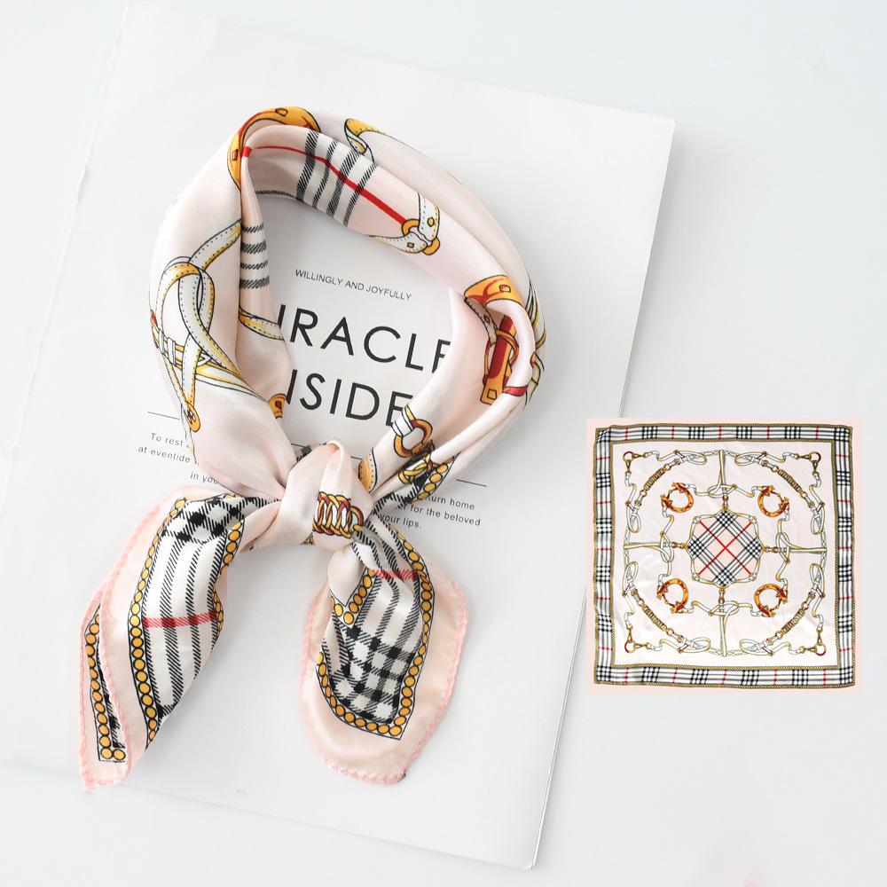 Новый модный высококачественный шелковый шарф квадратный шарф цепочка имитация шелка 50x50 маленький шарф для женщин