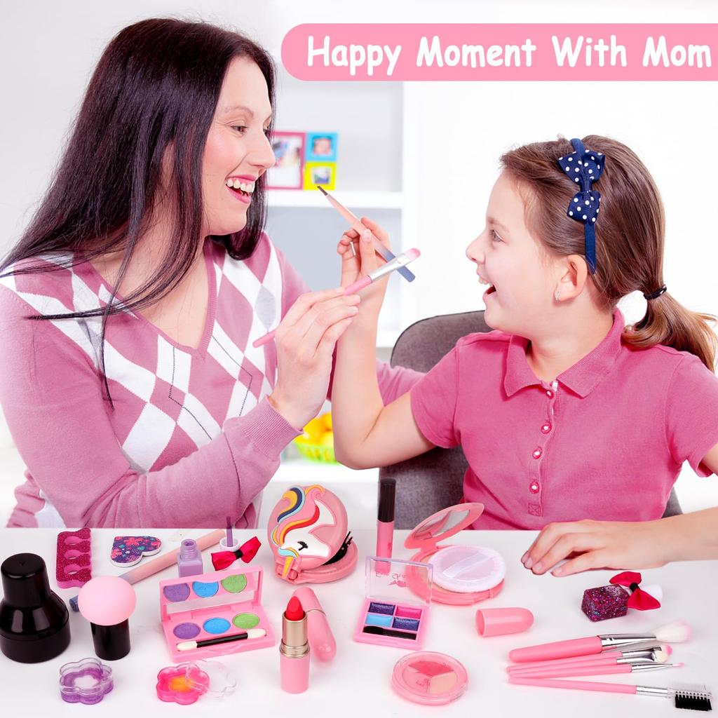 Flybay Kids Makeup Kit for Girls Реалистичный моющийся косметический набор для девочек Детская ролевая принцесса Косметическая игрушка Ролевая игра Набор для макияжа Рождественская игрушка