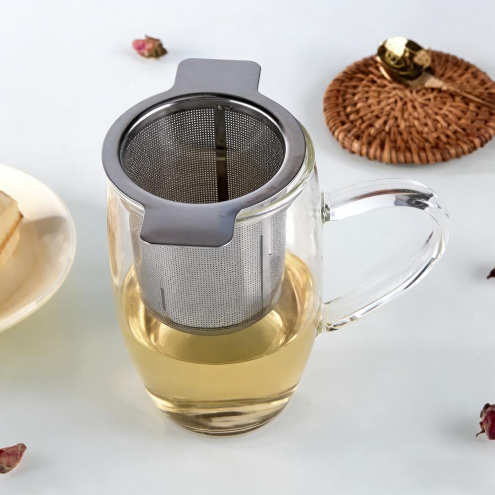 Stainless Steel Double Handle Loose Leaf Tea Infuser, Fine Mesh Coffee Filter Spoon with Lid, Hanging Leak-proof Tea Strainer