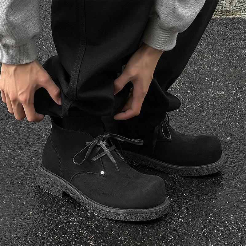 Туфли дерби мужские новые осенне-зимние в британском стиле на толстой подошве увеличивающие рост ботинки мартин ретро средней высоты рабочие ботинки 14422-J
