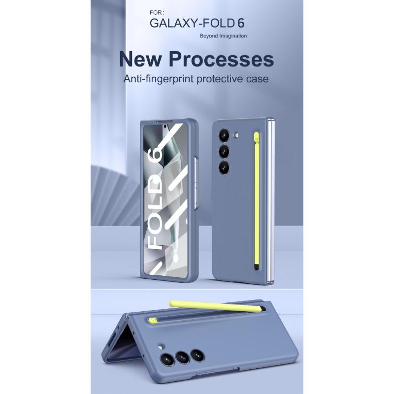 Пластиковый чехол для телефона с гнездом для ручки для Samsung Galaxy Z Fold 6 5 4 Fold6 Fold5 Fold4 Fold3 Защитная пленка для стекла, включая ручку