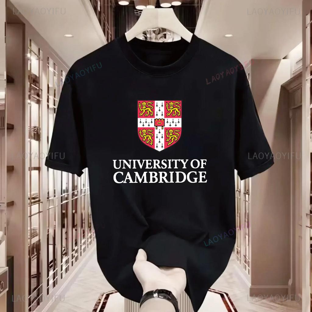 Cambridge University Short Sleeve Tshirt Alumni Commemorative Gift Unisex Campus Wear Summer Casual Streetwear